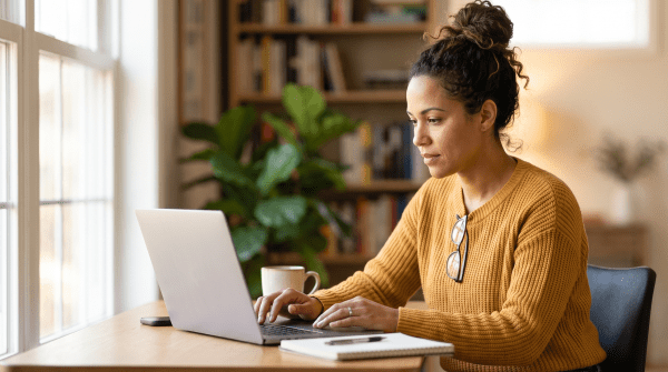 Blog business owner writing a blog