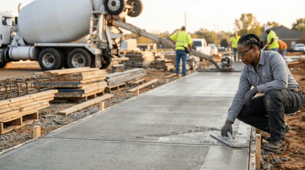 Commercial concrete contractor evaluating a concrete job site