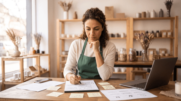 Candle and fragrance shop owner brainstorming business name ideas