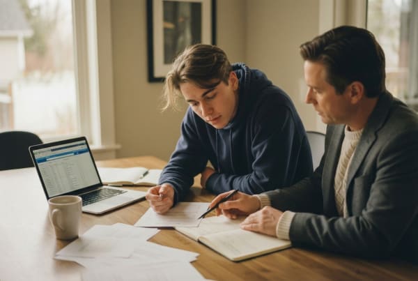 College admissions consultant student being guided through the college application process