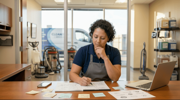 Commercial cleaning owner naming a cleaning company