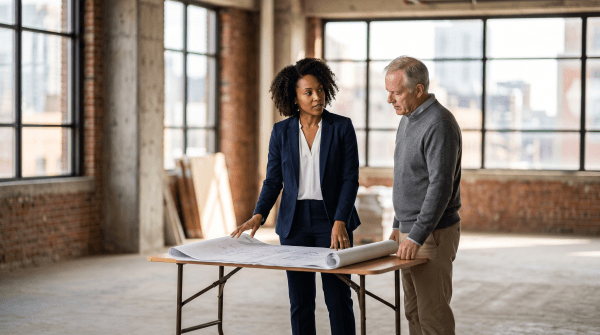 Commercial real estate brokerage owner working on their new business idea