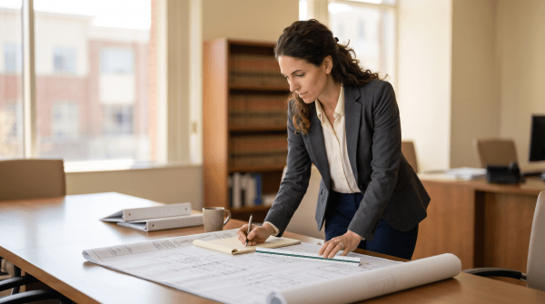 Construction law practice owner working on their new business idea