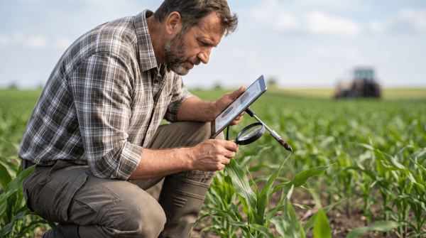 Crop consulting owner working on their new business
