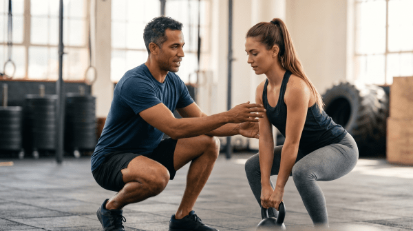 CrossFit gym owner coaching a CrossFit fitness class at a training facility