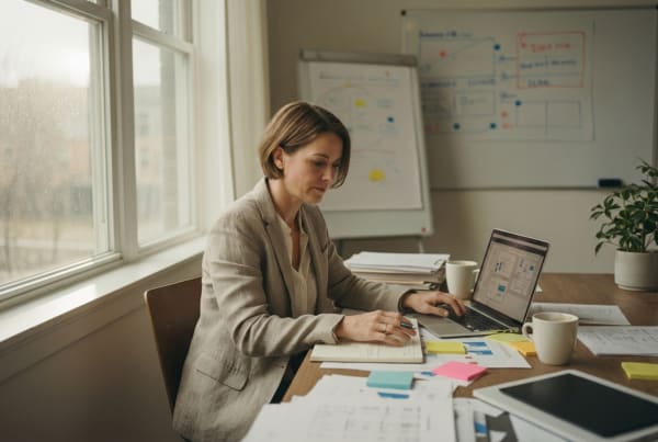 Curriculum design and ed-tech consulting professional developing digital educational course materials