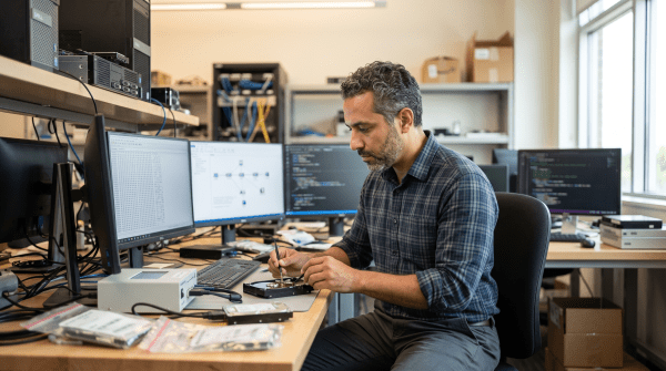 Digital forensics business owner working on their business