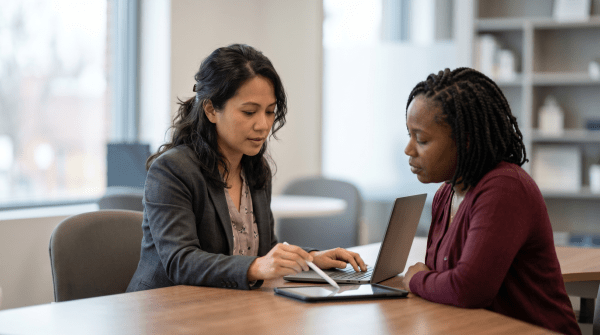 Curriculum design and ed-tech consulting professional developing digital educational course materials
