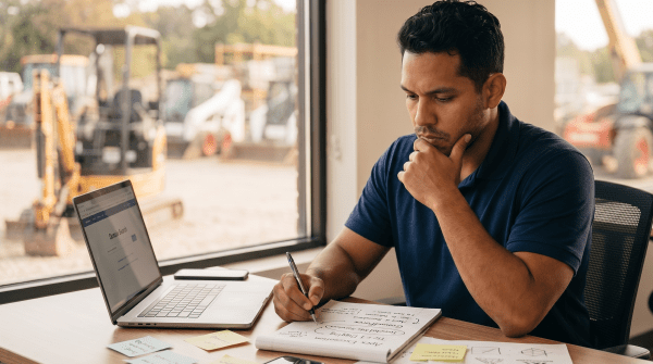 Equipment rental business owner brainstorming LLC business name ideas