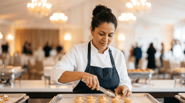 Event catering business owner catering food and beverages for a private or corporate event