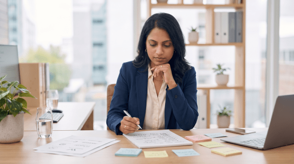 Executive search consultant brainstorming business name ideas for a recruiting firm