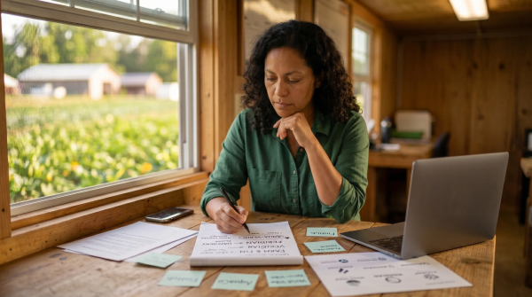 Family vegetable farm owner creating business name ideas for an LLC