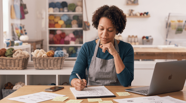 Felting studio owner brainstorming business name ideas