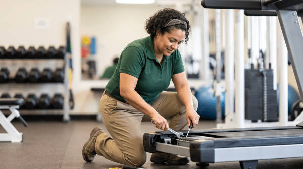 Fitness equipment repair owner working on their new business idea