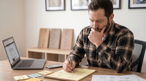 Flooring installation contractor reviewing LLC name ideas