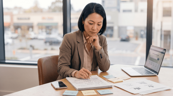 Franchise consulting business owner creating LLC business name ideas