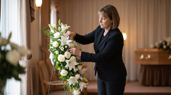 Funeral home owner working on their business