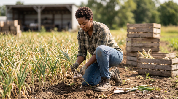 Garlic farm owner working on their new business idea