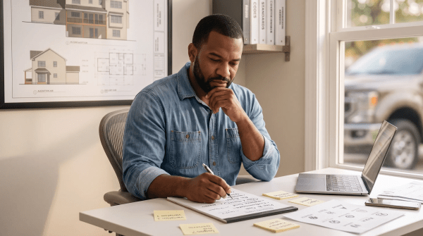 Home addition owner brainstorming business name ideas