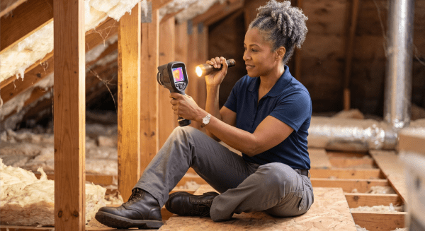 Home inspector inspecting a property for a residential home inspection business