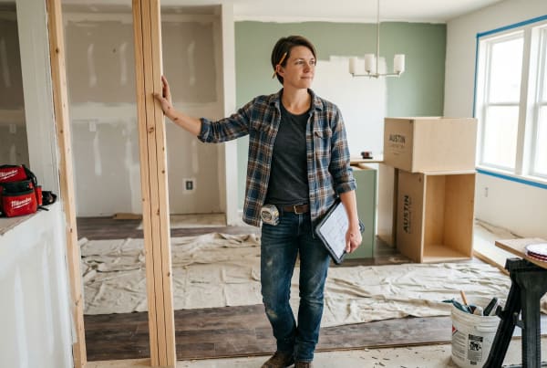 House flipping business owner making progress on interior home upgrades