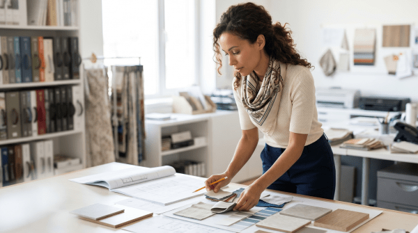 Interior designer working on a residential or commercial interior design project