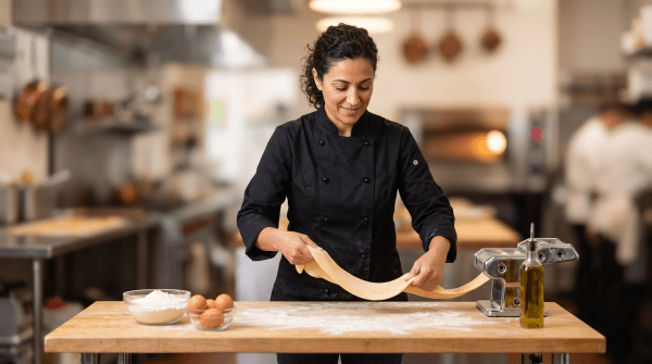 Italian restaurant owner working on their business