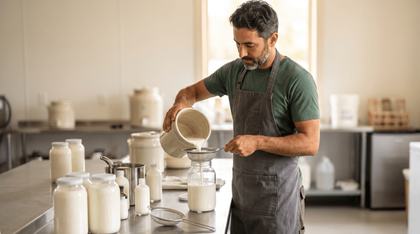 Kefir brand owner making kefir