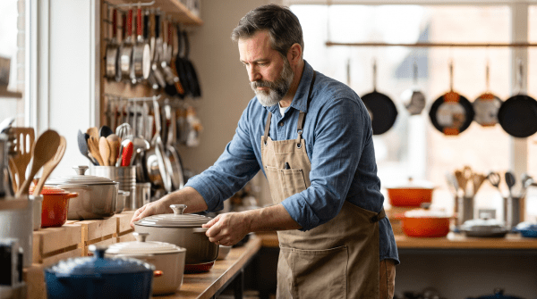 Kitchen supply store owner running a kitchen supply store