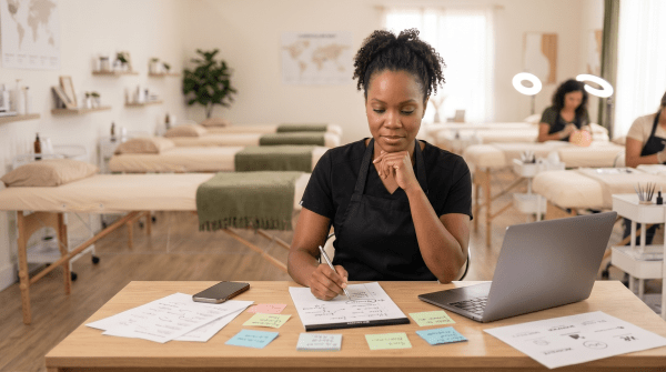 Lash training academy owner brainstorming business name ideas