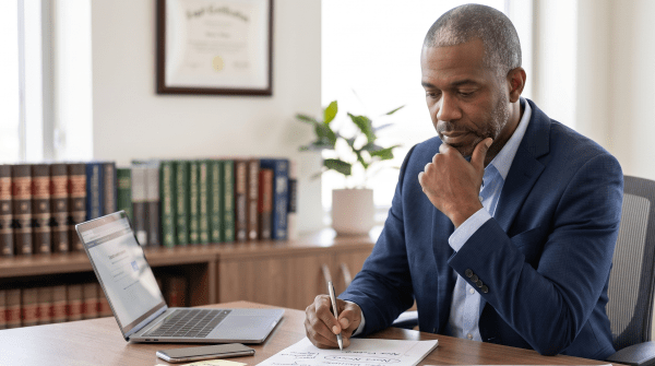 Legal staffing agency owner brainstorming business name ideas