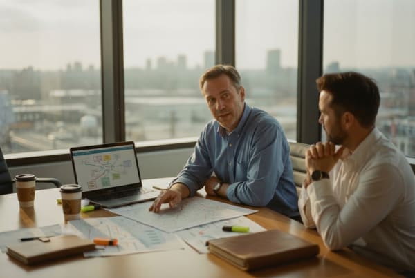 Logistics consulting business owner analyzing supply chain and operations data