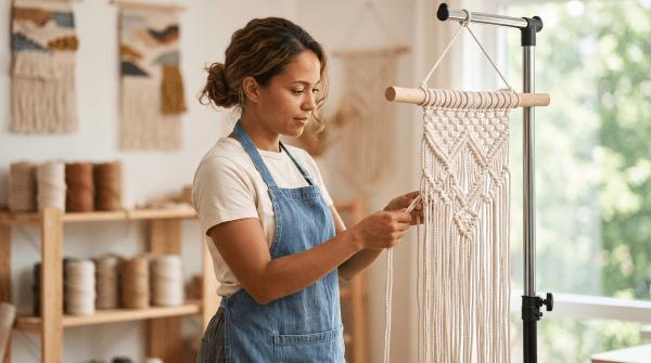 Macramé owner starting a business.