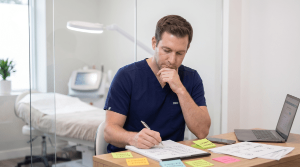 Medical spa owner brainstorming LLC name ideas