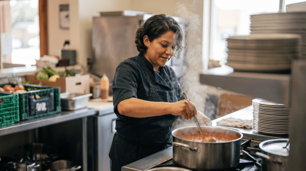 Mexican restaurant owner working on their business