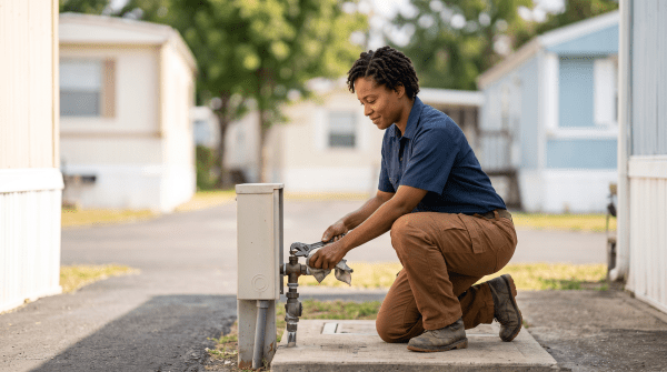 Mobile home park business owner working on their new business idea