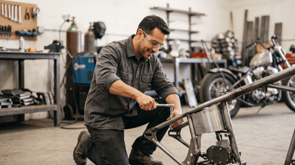 Motorcycle customization owner starting a business.