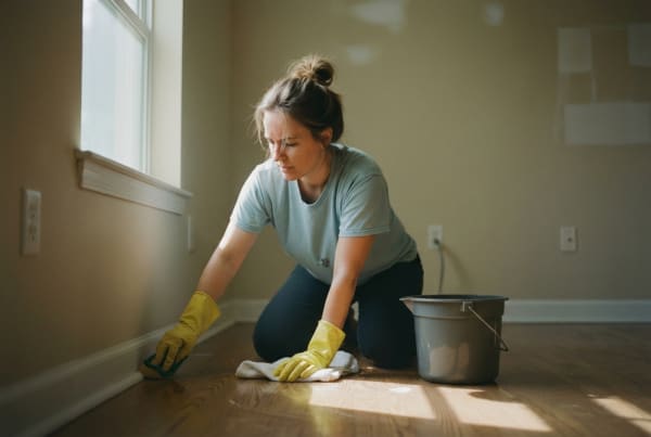 Move-in and move-out cleaning professional thoroughly cleaning an empty home between tenants