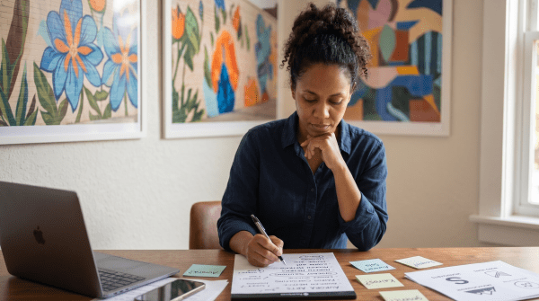 Mural artist brainstorming business name ideas for an LLC