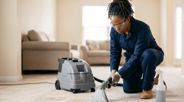 Odor removal business owner treating odors in a property