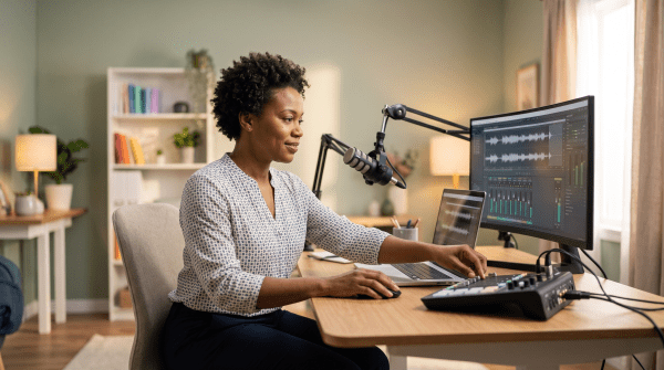 Podcast advertising owner starting a business.