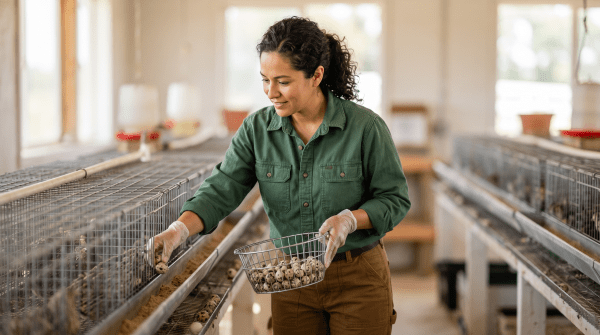 Quail farm owner working on their new business idea