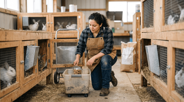 Rabbit farm owner working on their new business idea