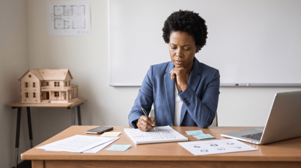 Real estate school owner brainstorming business name ideas
