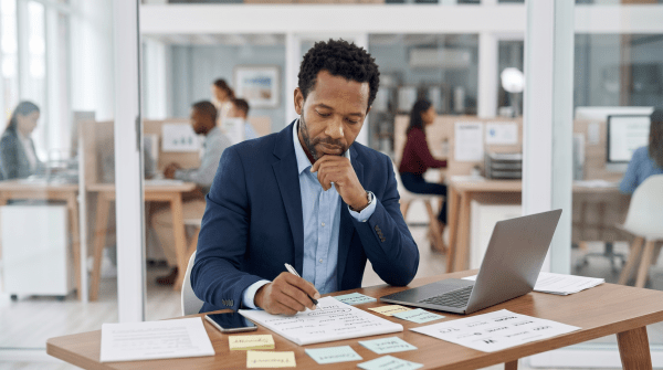 Recruiting agency owner brainstorming business names