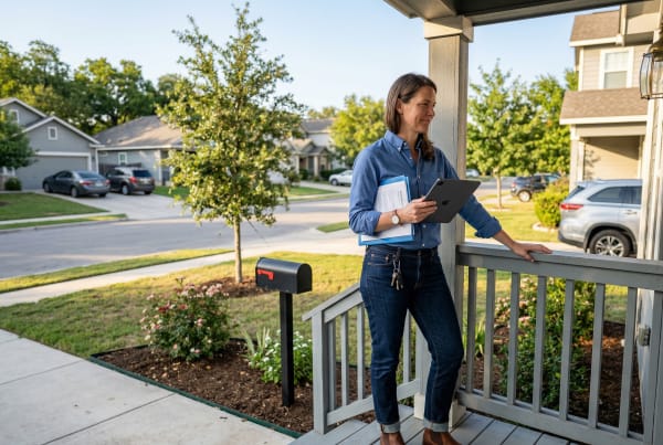 Rental property investor and business owner reviewing buy-and-hold investment property details