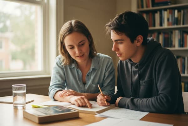 SAT and ACT test prep tutoring session with a student practicing exam problems with an instructor