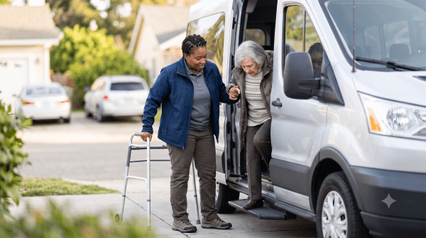 Senior transportation service owner providing senior transportation