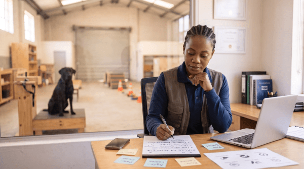 Scent detection training owner brainstorming business name ideas