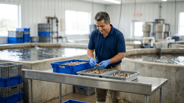 Shrimp farm owner working on their new business idea